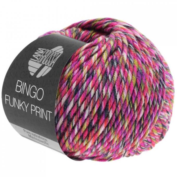 Bingo Funky Print 405 rozerood fuchia geelgroen grijs